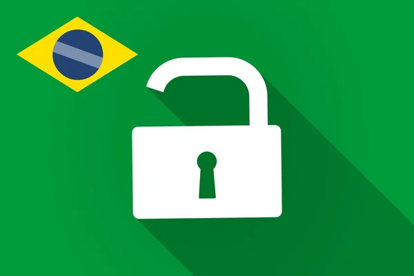 Långa skugga Brasilien flagga med ett öppet lock pad — Stock vektor