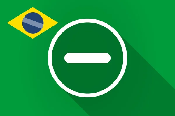 Langer Schatten brasilianische Flagge mit einem Subtraktionszeichen — Stockvektor