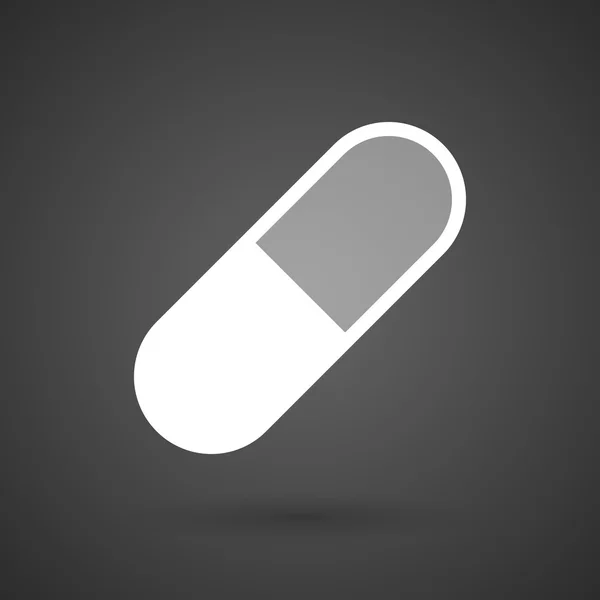 A pill    white icon on a dark  background — Stock Vector