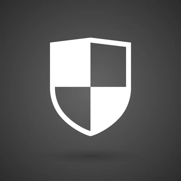 Un icono blanco escudo sobre un fondo oscuro — Archivo Imágenes Vectoriales