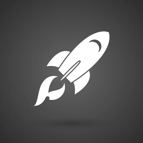 A rocket    white icon on a dark  background — Stock Vector