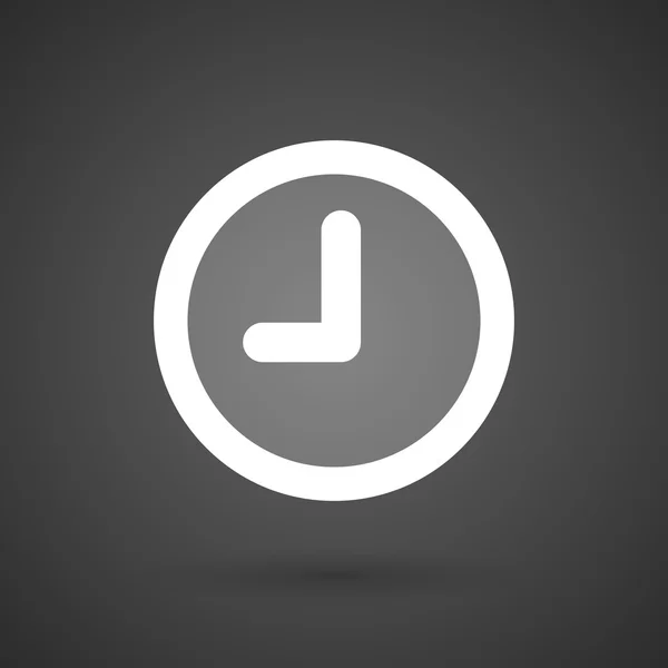 Une horloge icône blanche sur un fond sombre — Image vectorielle
