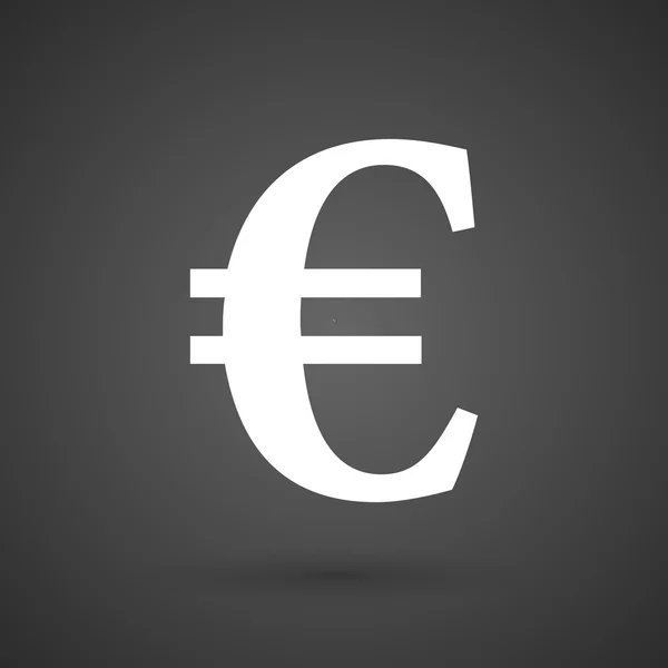 Tanda euro ikon putih pada latar belakang gelap - Stok Vektor