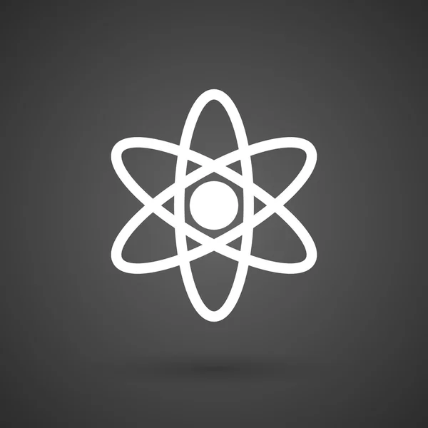 Атомна біла ікона на темному фоні — стоковий вектор