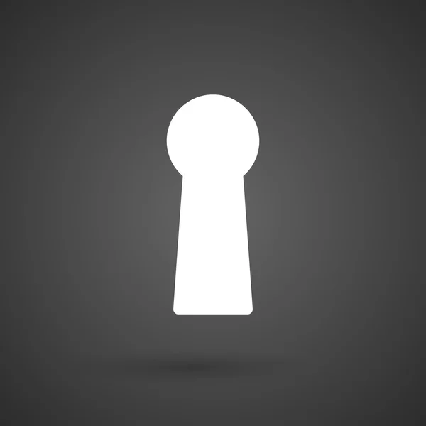 Ein weißes Schlüsselloch-Symbol auf dunklem Hintergrund — Stockvektor