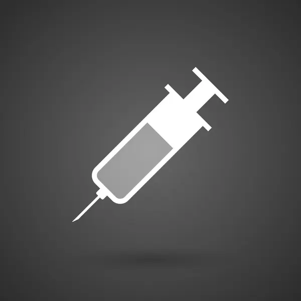 A syringe   white icon on a dark  background — Stock Vector
