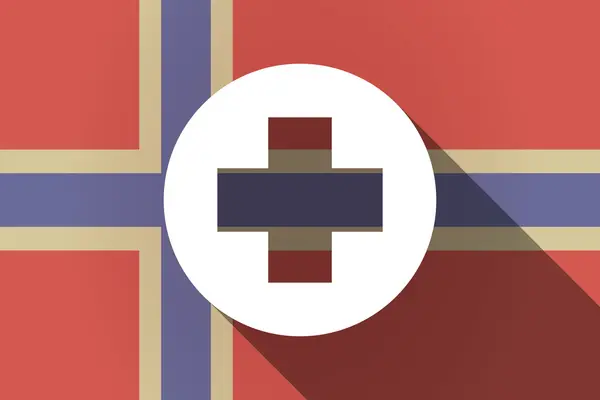 Långa skugga Norge flagga med runda apotek logga — Stock vektor