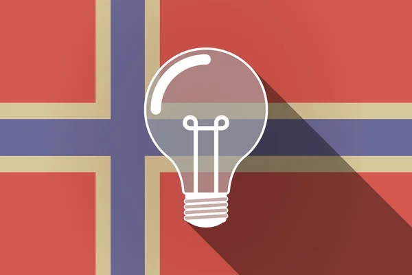Dlouhý stín Norsko vlajka s žárovka — Stockový vektor