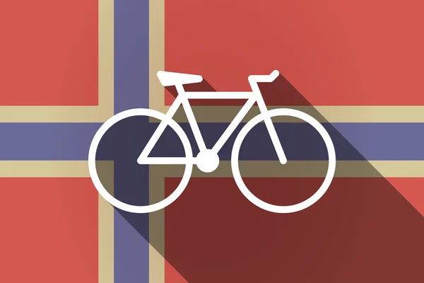Lange schaduw Noorwegen vlag met een fiets — Stockvector