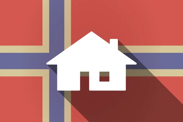 Langer Schatten norwegische Flagge mit einem Haus — Stockvektor