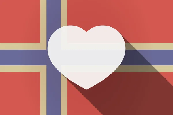 Langer Schatten norwegische Flagge mit Herz — Stockvektor