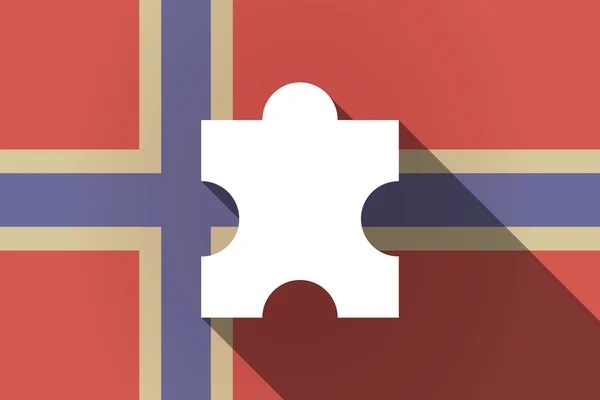 Långa skugga Norge flagga med en pusselbit — Stock vektor