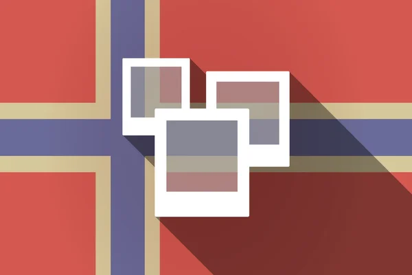 Ombre longue drapeau de Norvège avec quelques photos — Image vectorielle