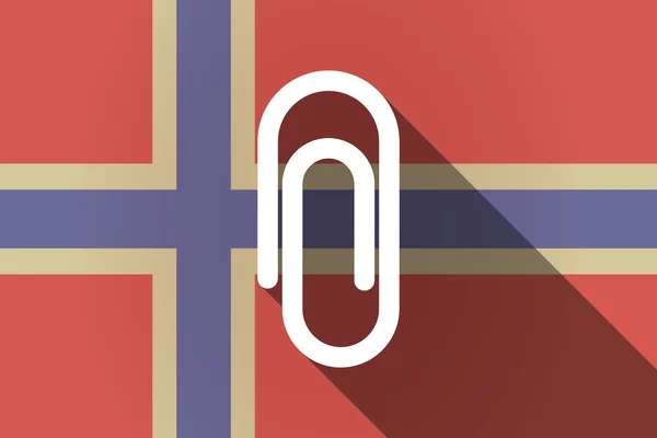 Sombra larga Bandera de Noruega con clip — Vector de stock