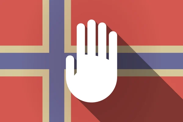 Långa skugga Norge flagga med en hand — Stock vektor