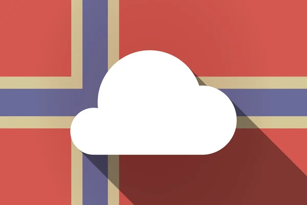 Langer Schatten norwegische Flagge mit einer Wolke — Stockvektor