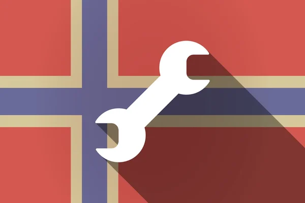 Långa skugga Norge flagga med en skiftnyckel — Stock vektor