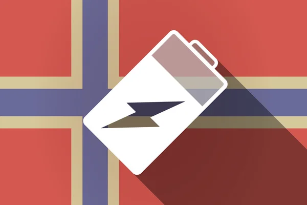 Lange schaduw Noorwegen vlag met een batterij — Stockvector