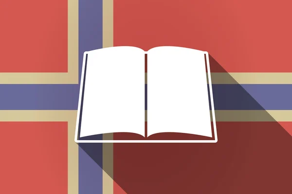 Långa skugga Norge flagga med en bok — Stock vektor