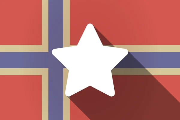 Long shadow Norway flag with a star — Stock Vector