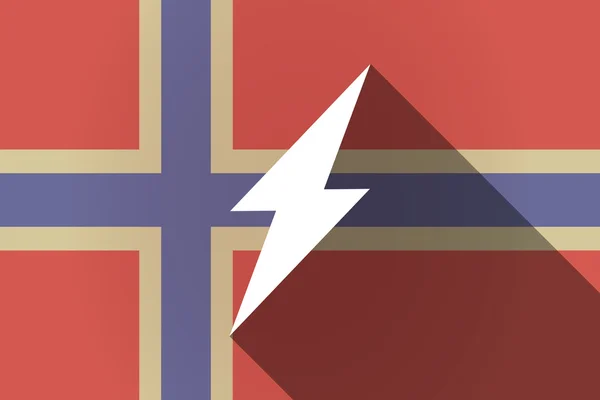 Långa skugga Norge flagga med ett blixtnedslag — Stock vektor