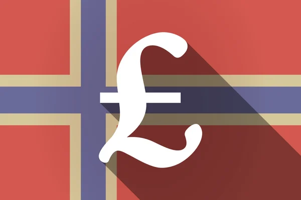 Ombre longue drapeau de la Norvège avec un signe de livre — Image vectorielle