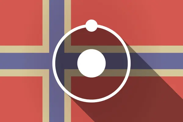 Larga sombra Bandera de Noruega con un átomo — Archivo Imágenes Vectoriales