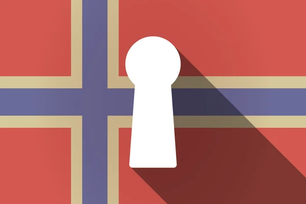 Long shadow Norway flag with a key hole — Stock Vector