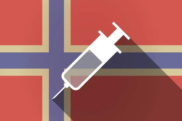 注射器で長い影ノルウェー国旗 — ストックベクタ