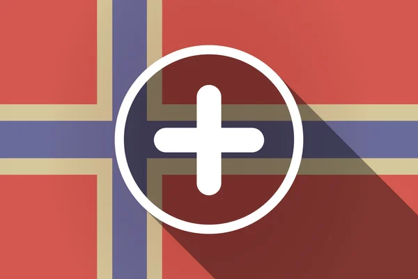 Bandeira da Noruega de sombra longa com um sinal de soma —  Vetores de Stock