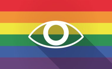 Uzun gölge Gay Pride bayrak bir göz ile