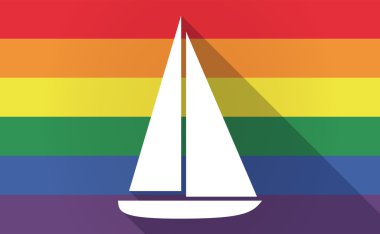 Uzun gölge bir gemi ile Gay Pride bayrak