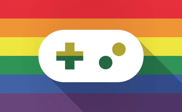 Longa sombra gay orgulho bandeira com um jogo pad — Vetor de Stock