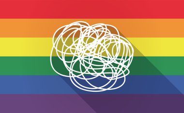 Uzun gölge bir doodle ile Gay Pride bayrak