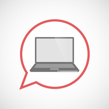 Bir dizüstü bilgisayar ile izole komik balon