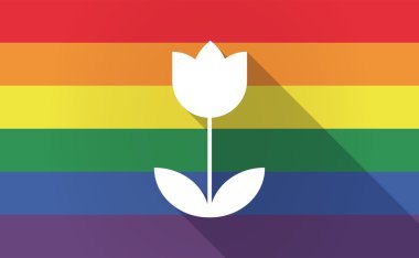 Uzun gölge bir Lale ile Gay Pride bayrak