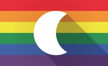 Uzun gölge Gay Pride bayrak bir moon ile