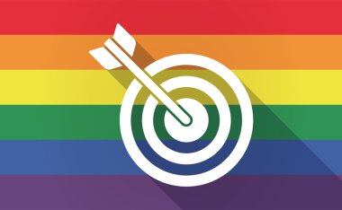 Uzun bir dart tahtası ile eşcinsel gurur bayrak gölge