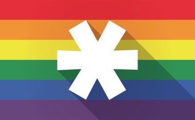 Uzun gölge Gay Pride bayrak yıldız işareti