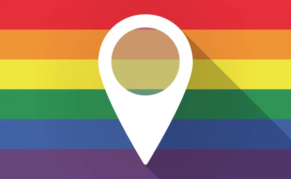 Longa sombra Bandeira do Orgulho Gay com uma marca de mapa — Vetor de Stock