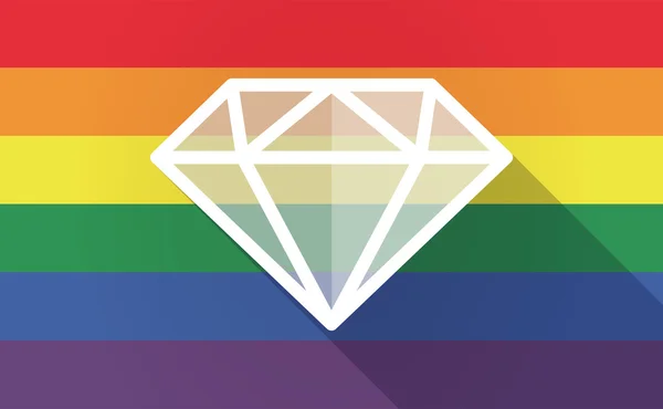 Long shadow Gay Pride flag with a diamond — Stock Vector