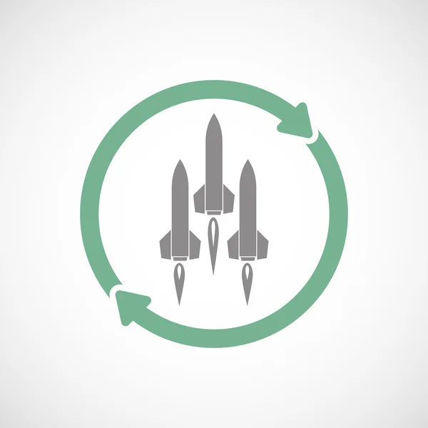 Återanvända line art tecken med missiler — Stock vektor