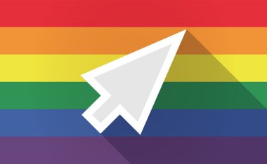 Uzun gölge bir imleç ile Gay Pride bayrak