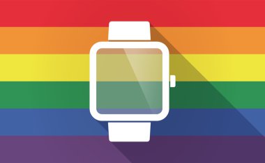 Uzun Eşcinsel gurur bayrak akıllı saat takan gölge