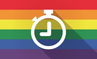 Uzun gölge Gay Pride bayrak bir zamanlayıcı ile