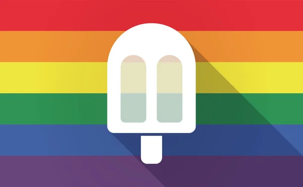Uzun bir dondurma ile eşcinsel gurur bayrak gölge — Stok Vektör