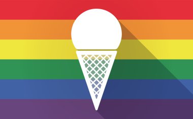 Uzun bir koni dondurma ile eşcinsel gurur bayrak gölge