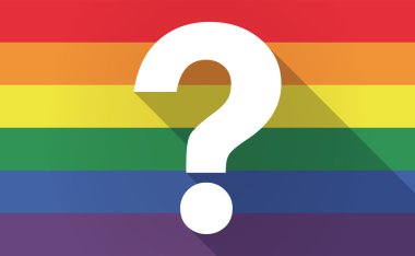 Uzun bir soru işareti ile eşcinsel gurur bayrak gölge