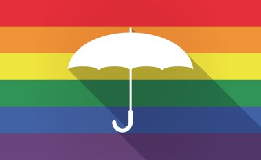 Uzun gölge bir şemsiye ile Gay Pride bayrak