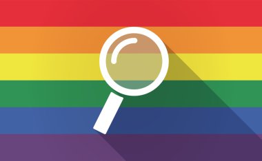 Uzun gölge bir büyüteç ile Gay Pride bayrak